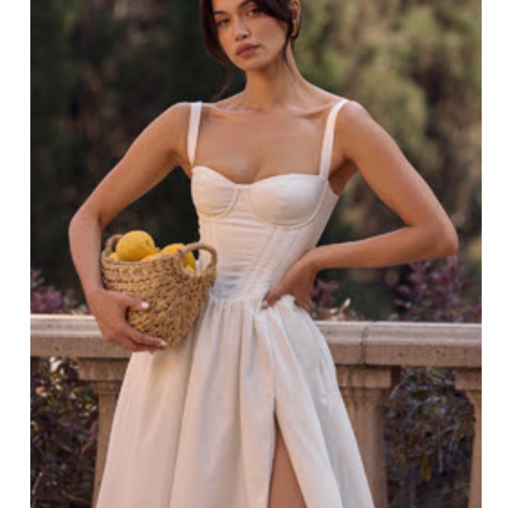 House of CB Cream Pleated Tiered Sundress